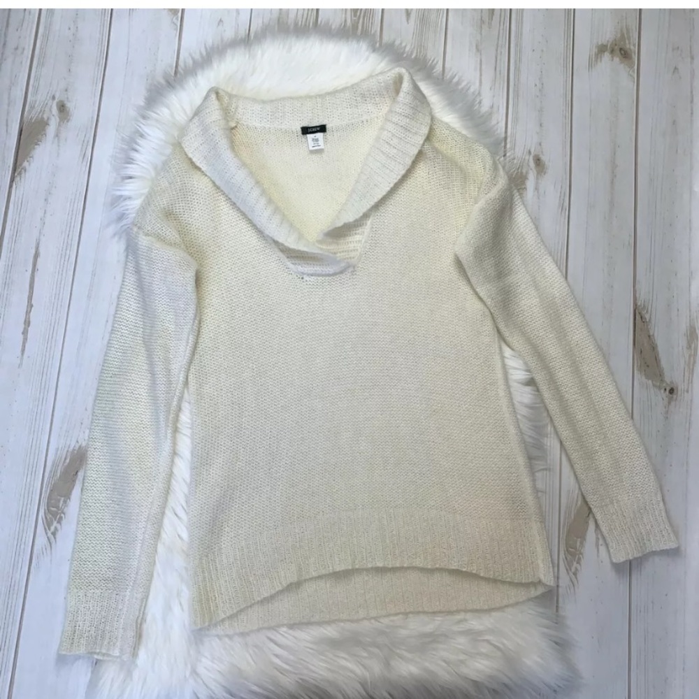 J Crew Wool Mohair Blend Sweater Shawl Collar